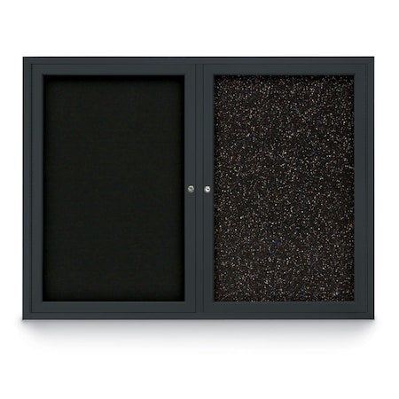 United Visual Products Decor Wood Combo Board, 60"x48", Light Oak/White Porcelain & Cobalt UV704DEFAB-LTOAK-WHTPORC-COBACC